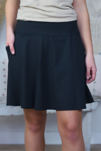 Black Solid Skort