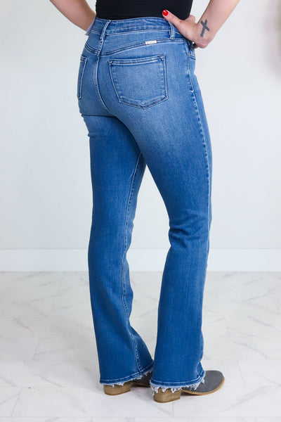 High Rise Exposed Bootcut Denim