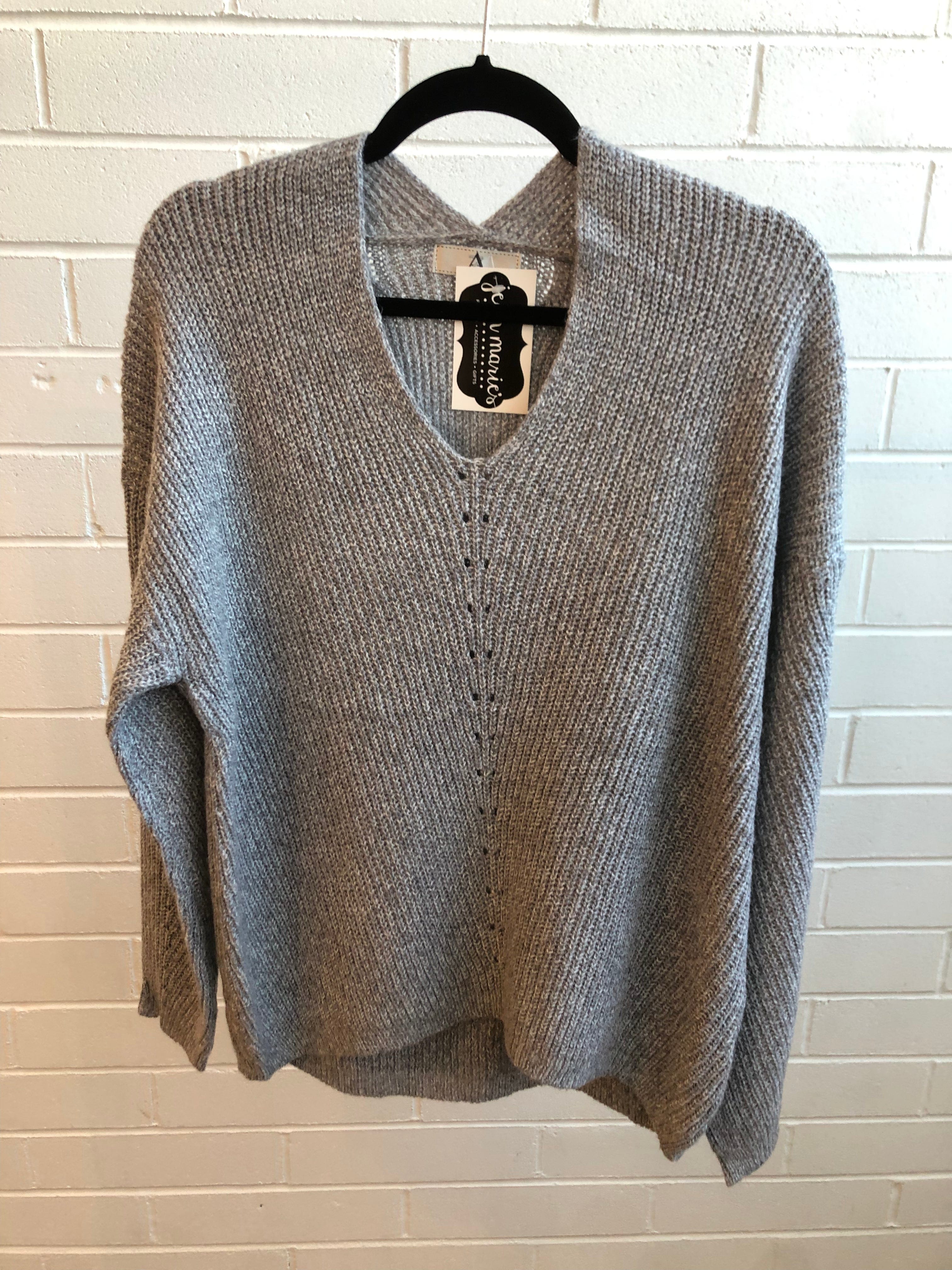 Grey Soft Ribbed Slouch Sweater OS