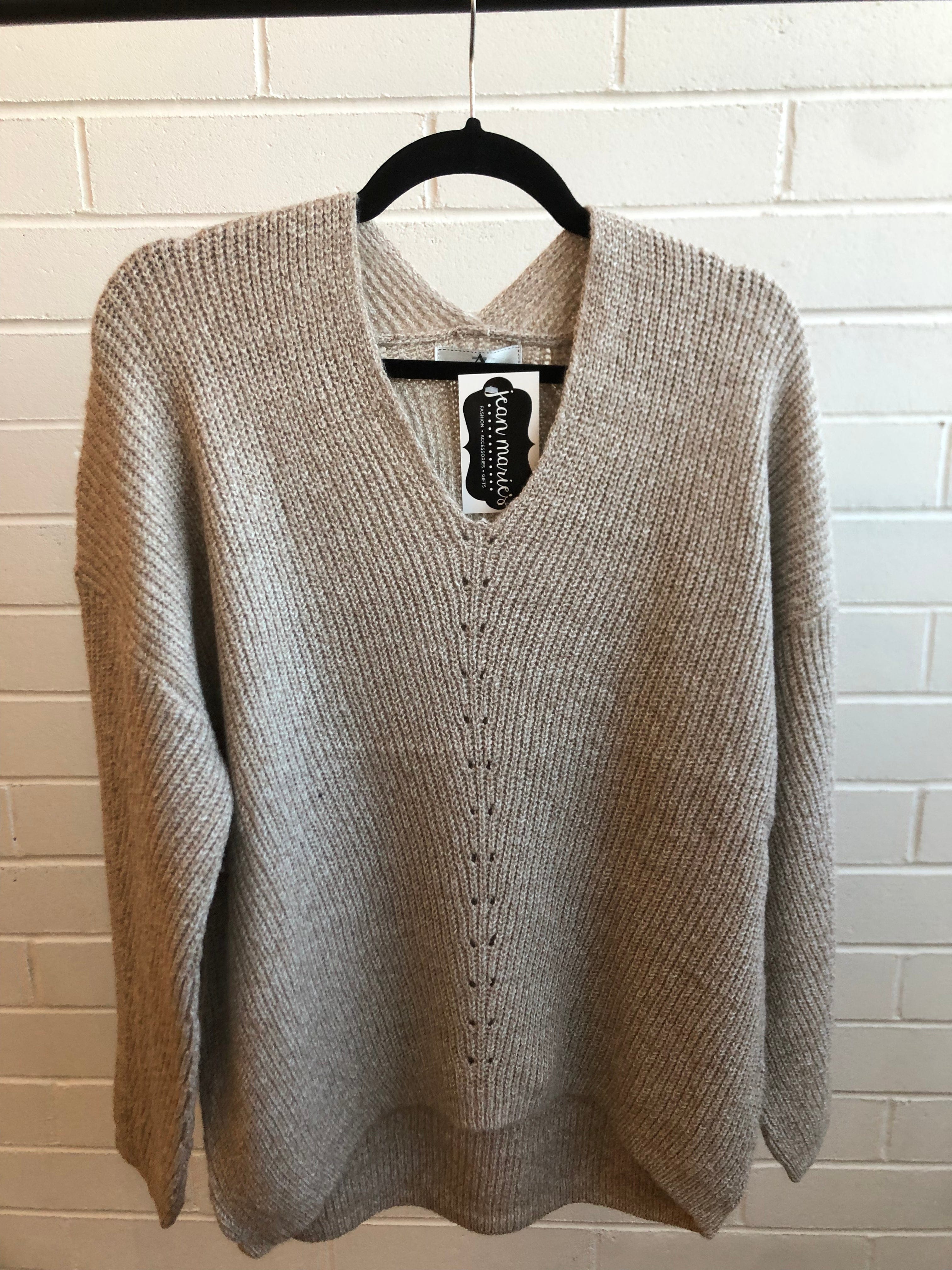 Oatmeal Soft Ribbed Slouch Sweater OS