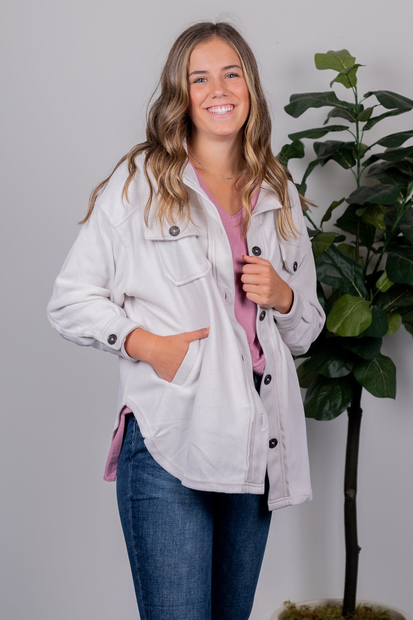 Bone Fleece Shacket