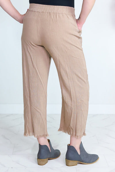 Latte Wide Leg Pant Frayed Hem