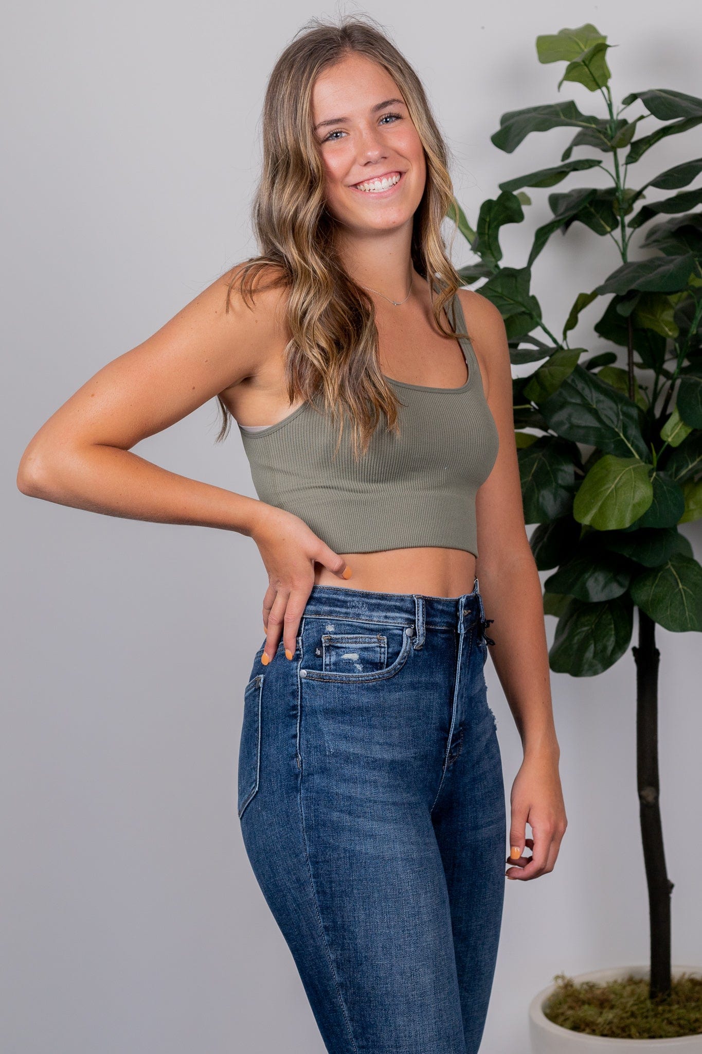 Olive Crop Top