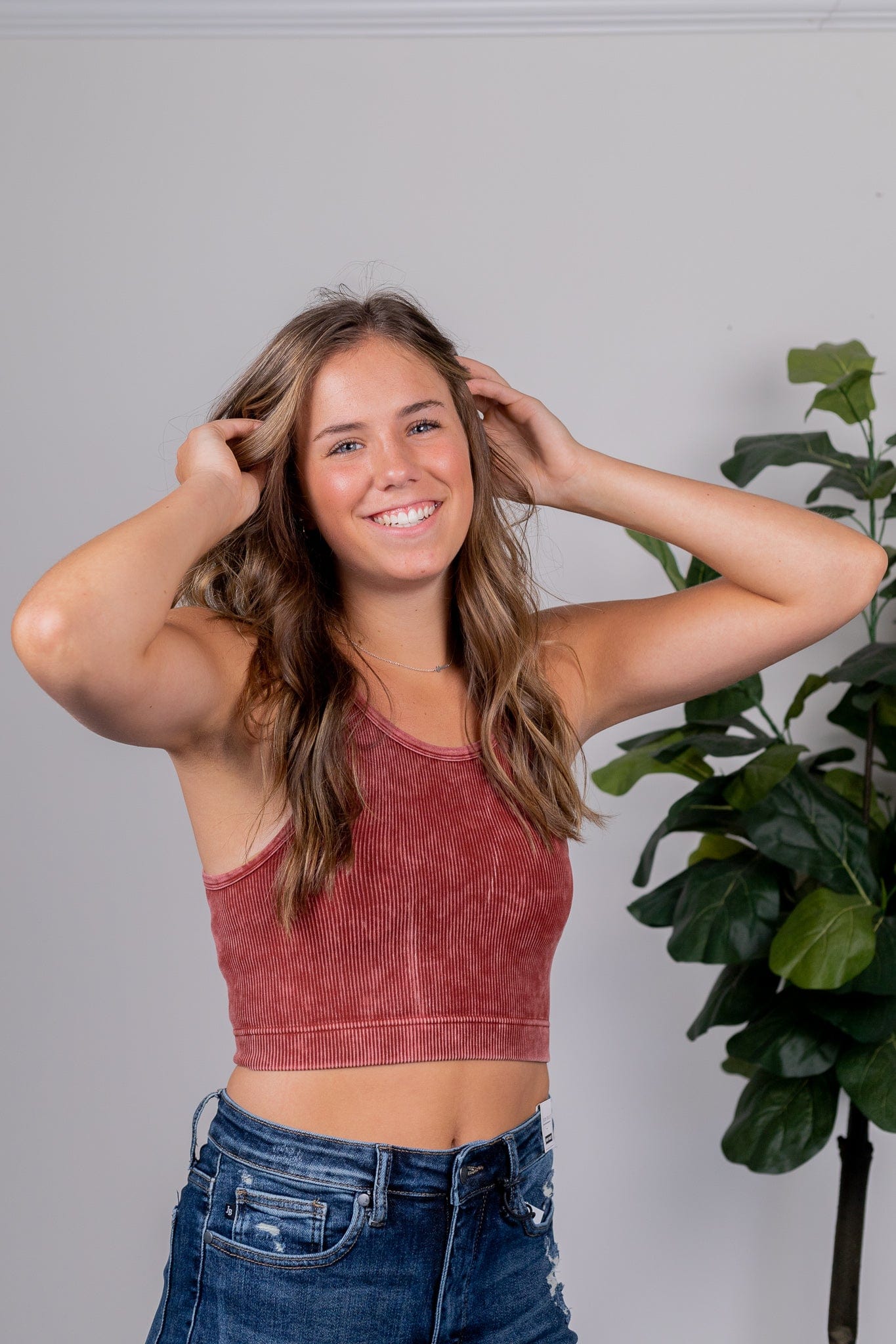 Dark Rust Halter Crop Top