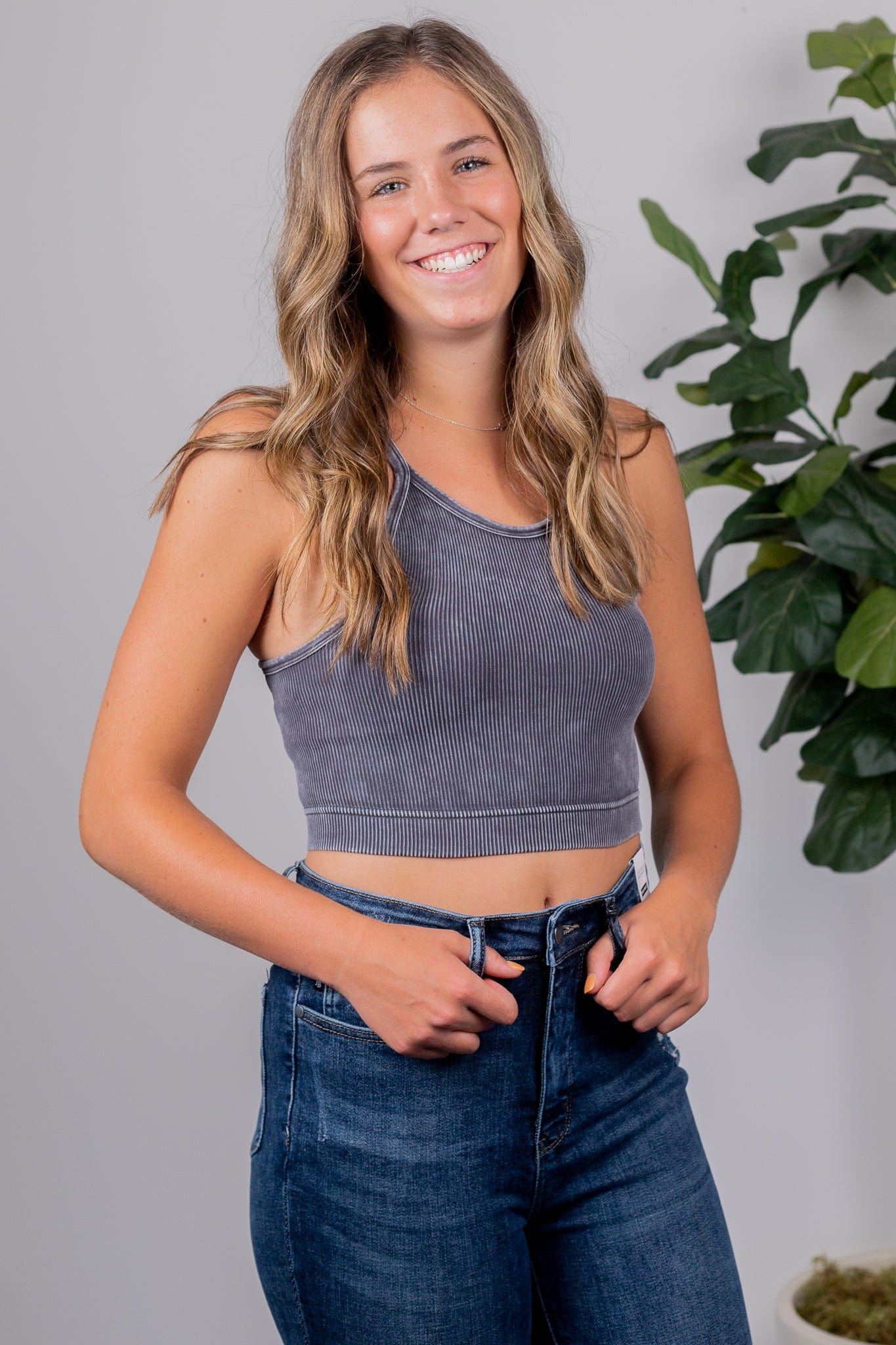 Ash Grey Halter Crop Top
