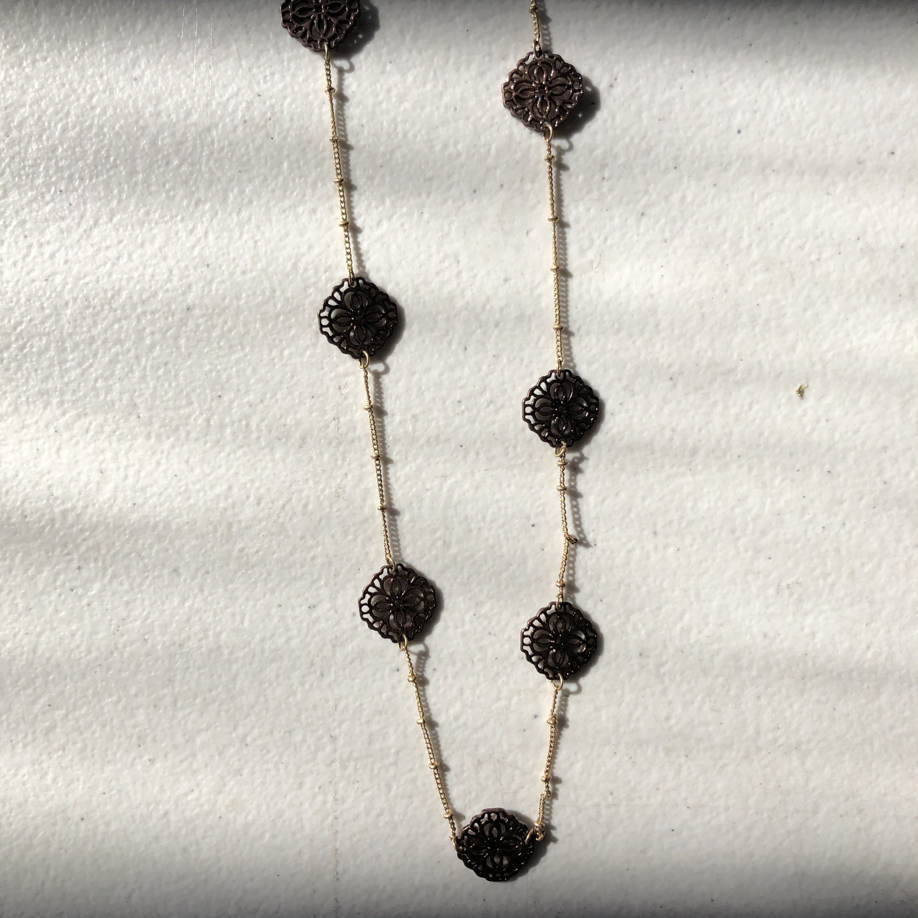 Bronze Charm Long Necklace