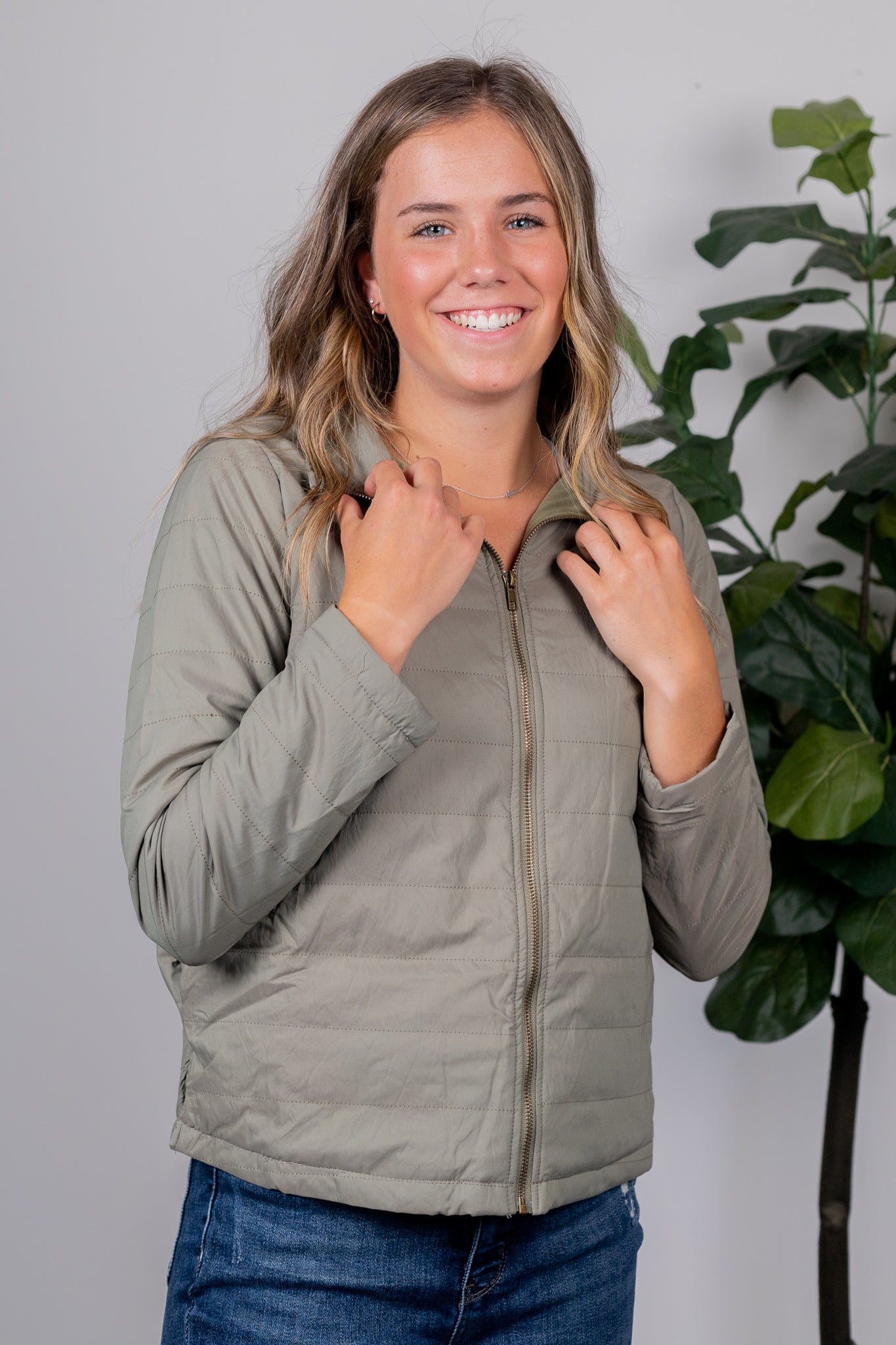 Olive Quilted Chilly Days Jacket