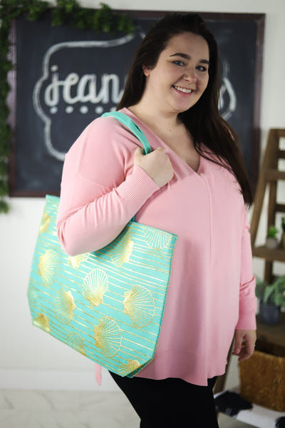Seashell Ziptop Tote