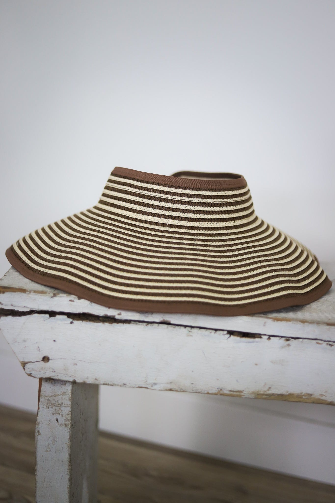 Brown Stripe Woven Visor