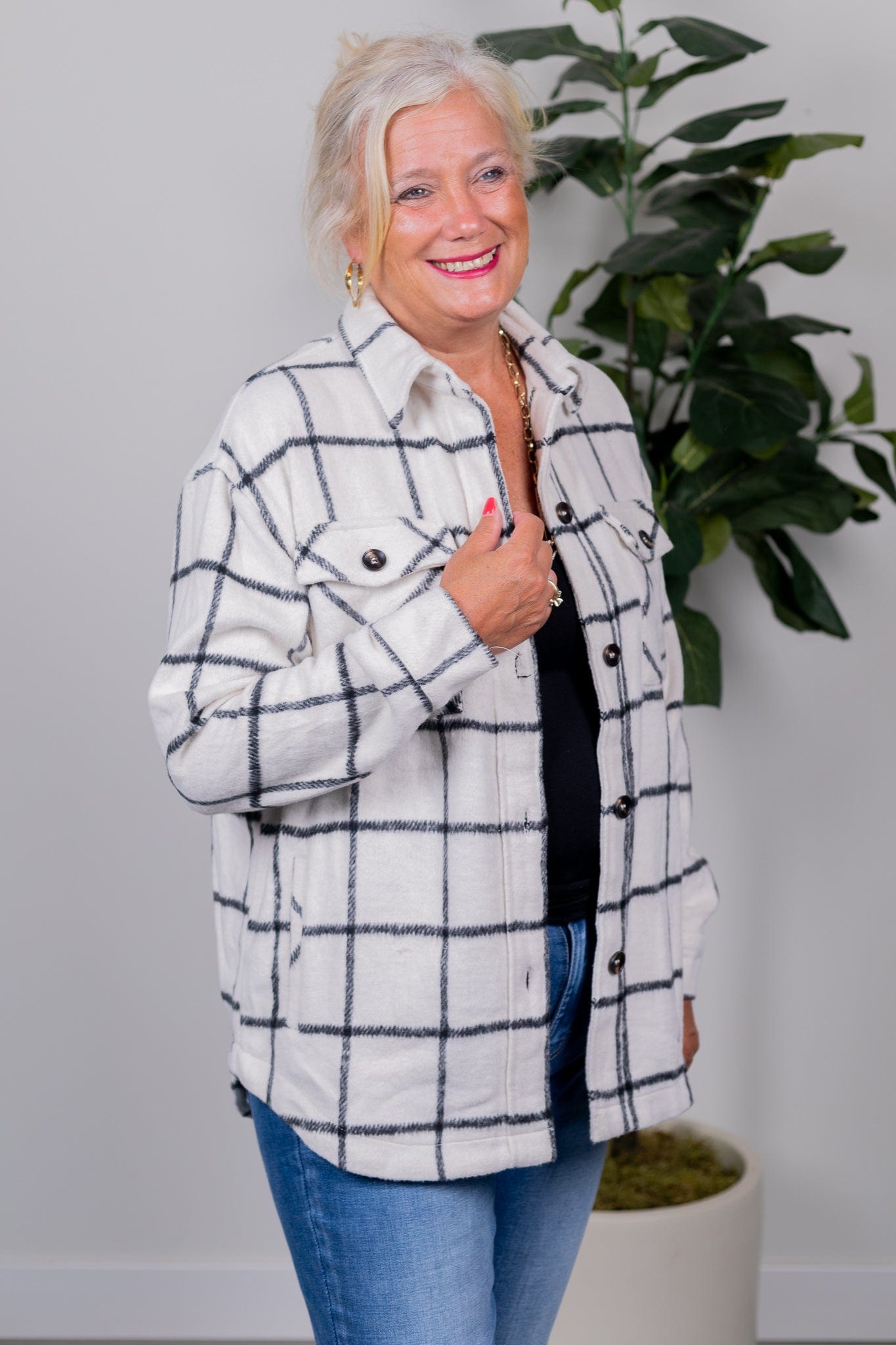 Ivory Collared Button Down Shacket