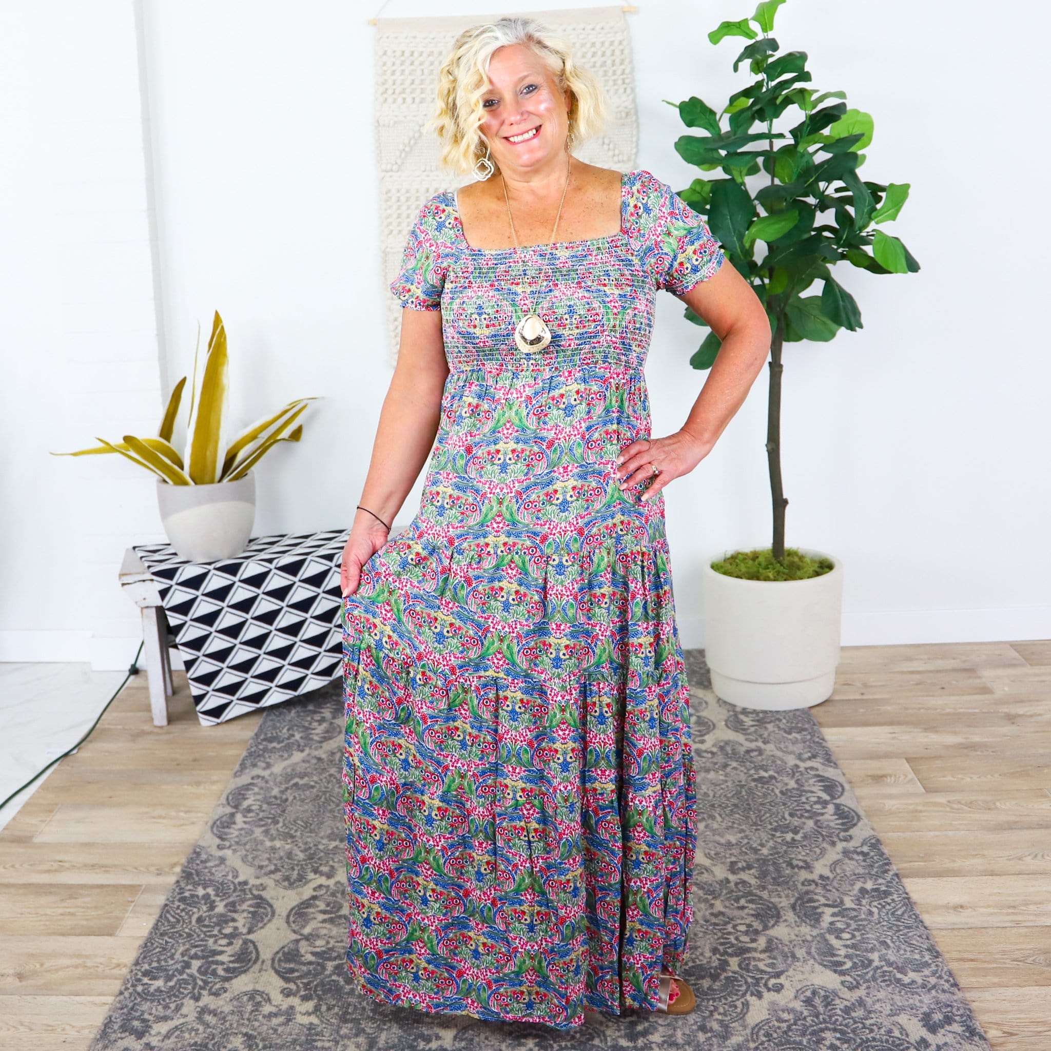 Navy Feeling Flowy Maxi Dress