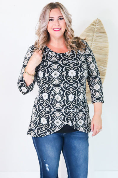 Printed Motif VNeck Back Top