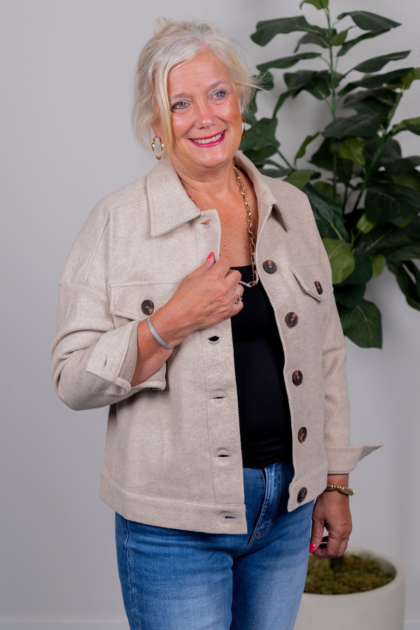 Oatmeal Button Down Jacket