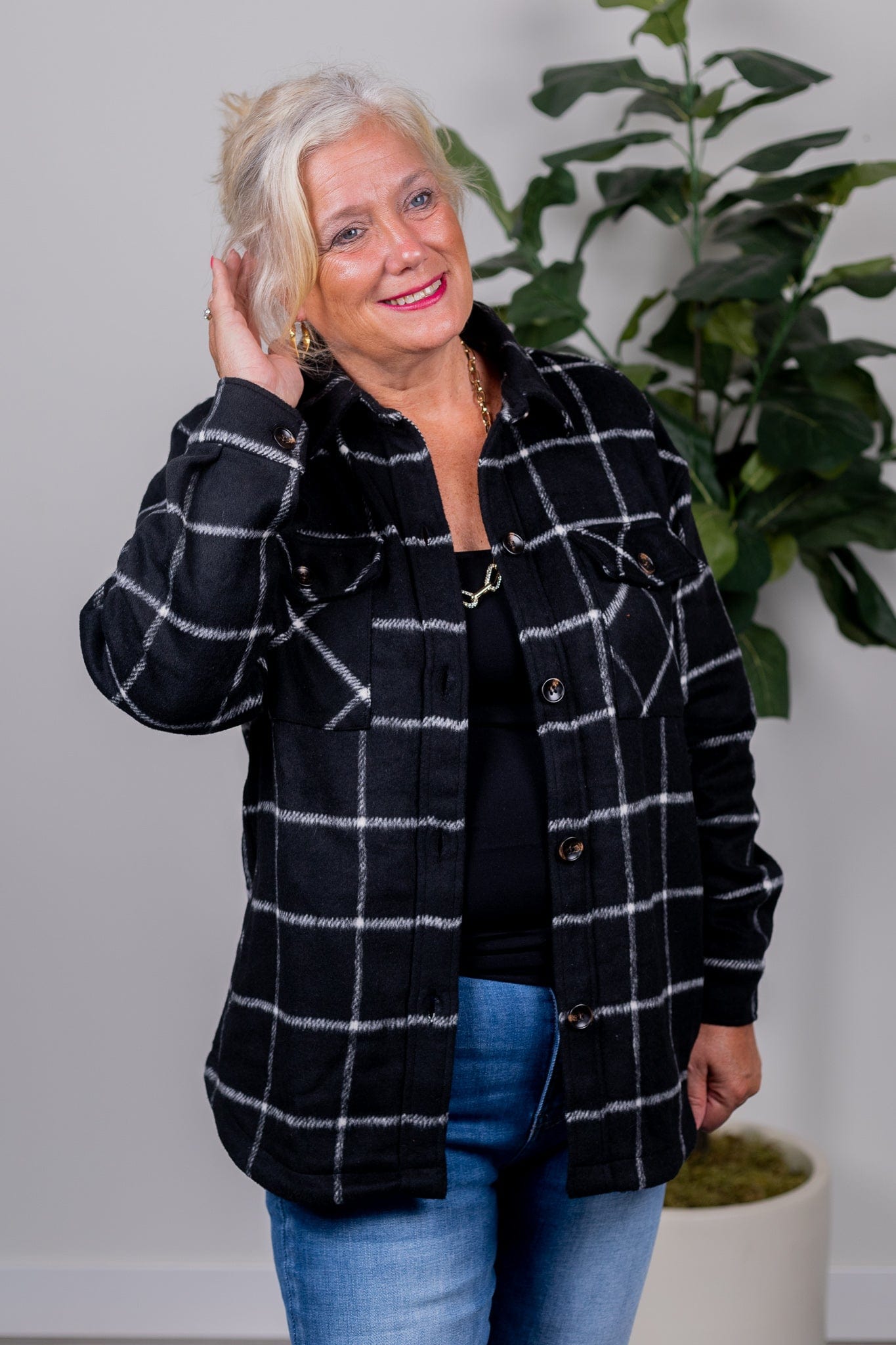 Black Collared Button Down Shacket