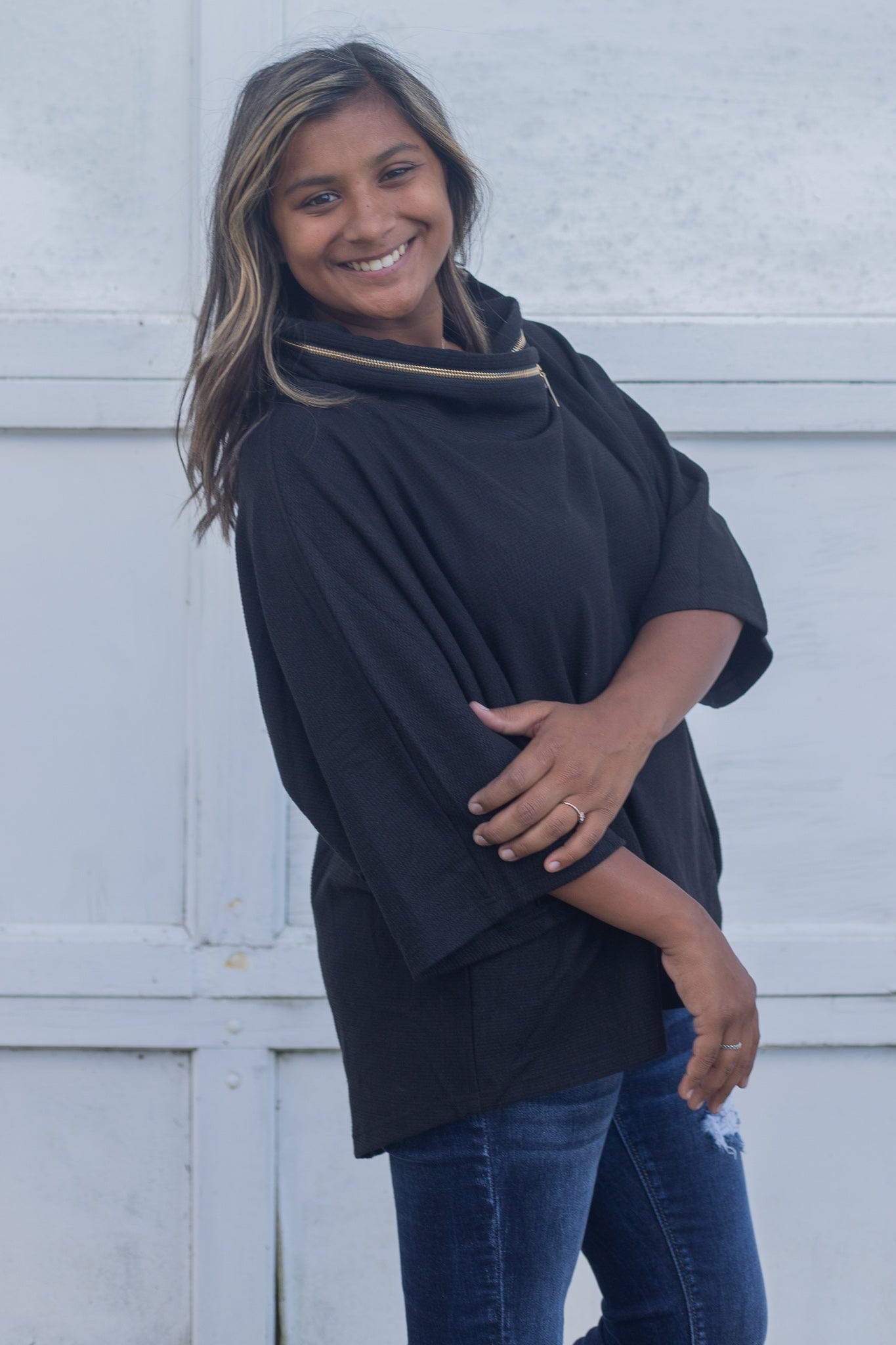 black dolman top