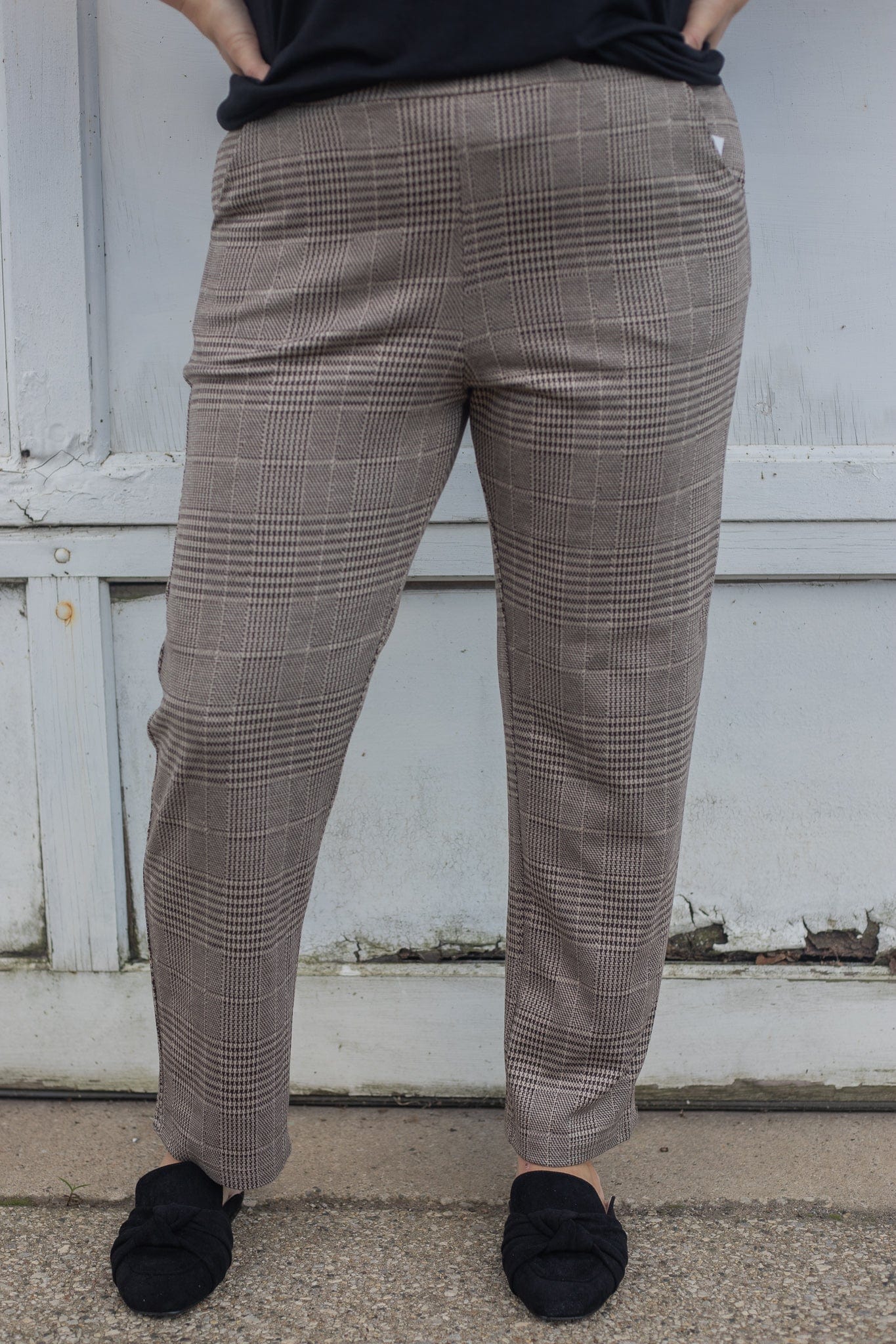 taupe plaid pants 