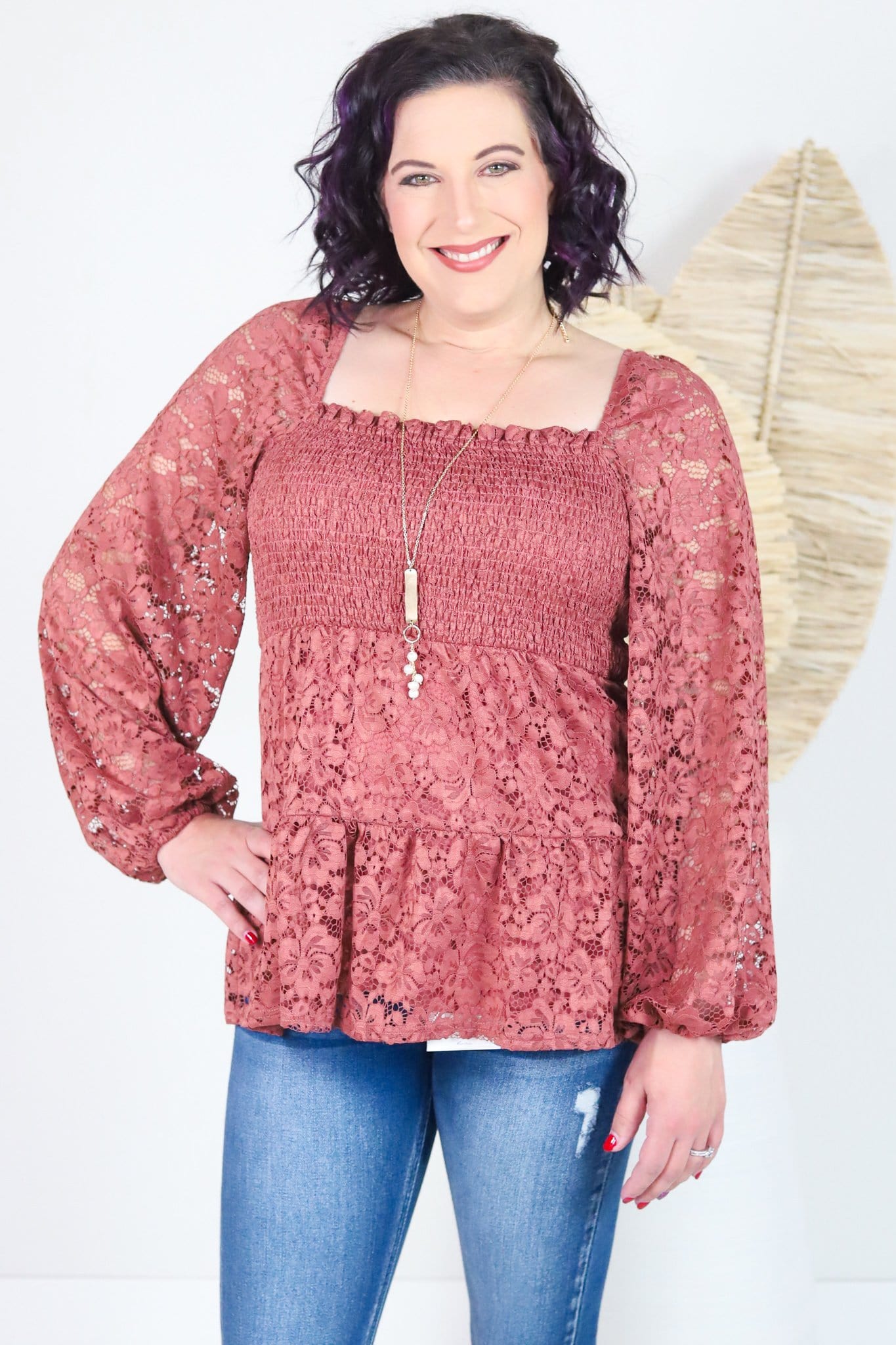 Lace Smocked Top