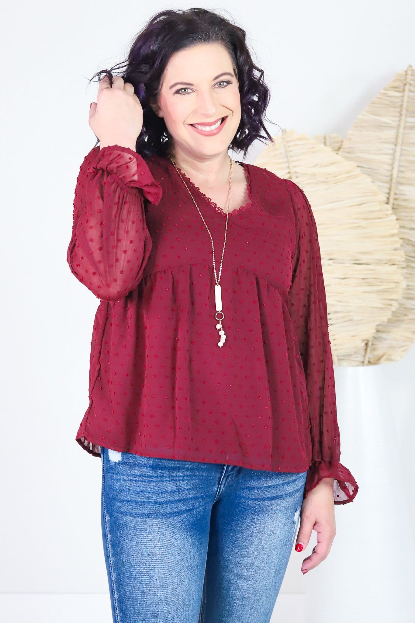 Swiss Dot Babydoll Blouse