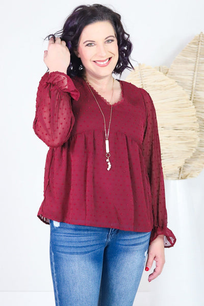 Swiss Dot Babydoll Blouse