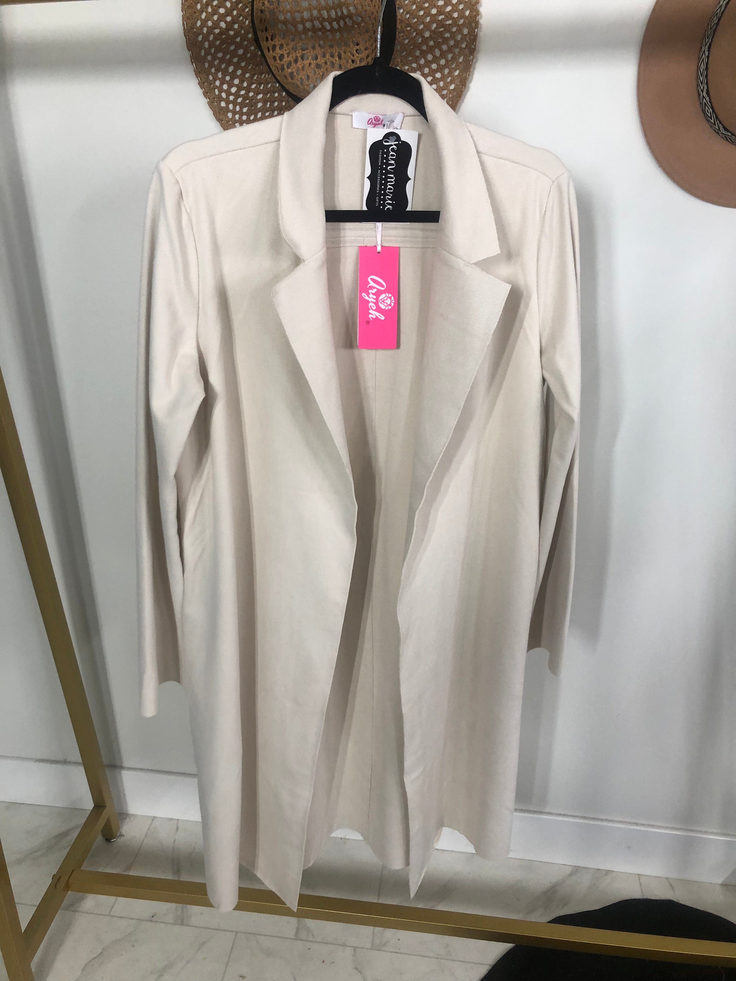 Ivory Open Front Long Jacket