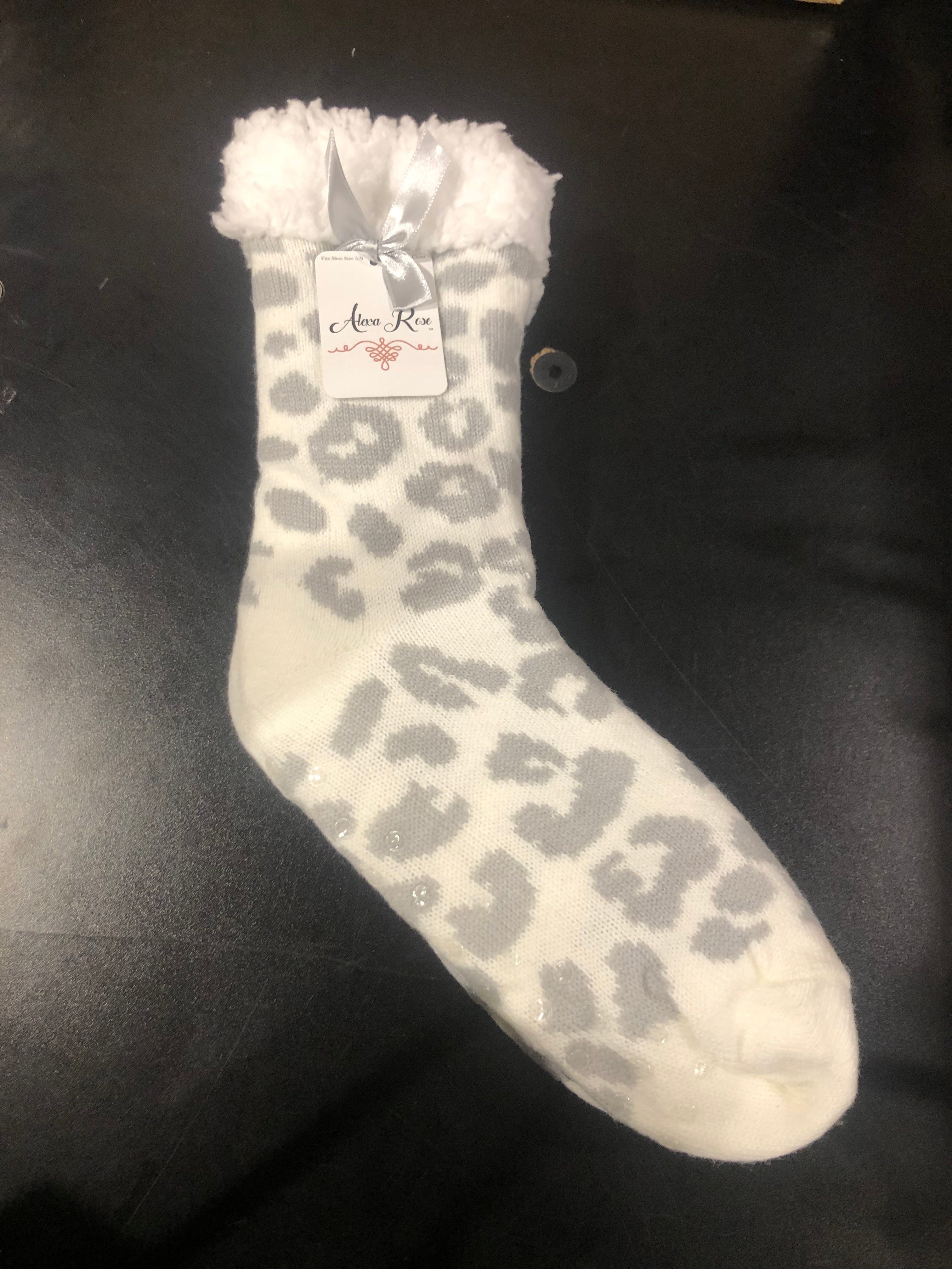 White Leopard Sherpa Booties