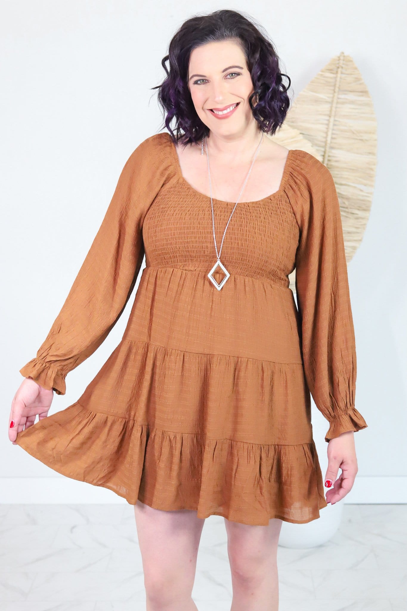 Caramel Smocked Dress