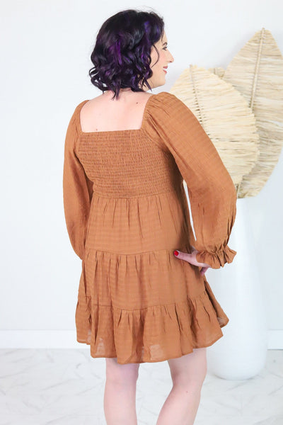 Caramel Smocked Dress