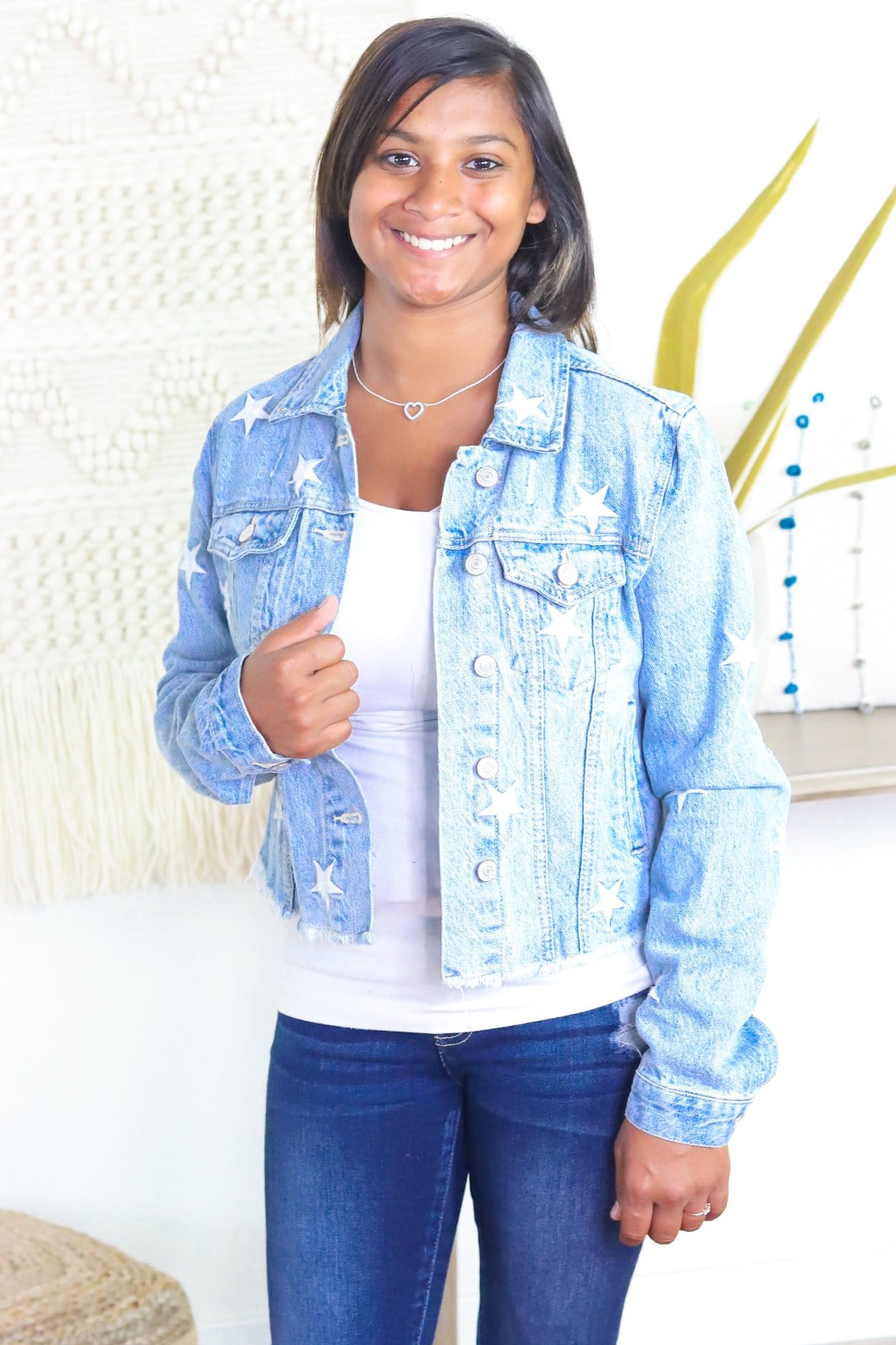 Star Embroidered Denim Jacket