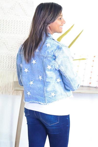 Star Embroidered Denim Jacket
