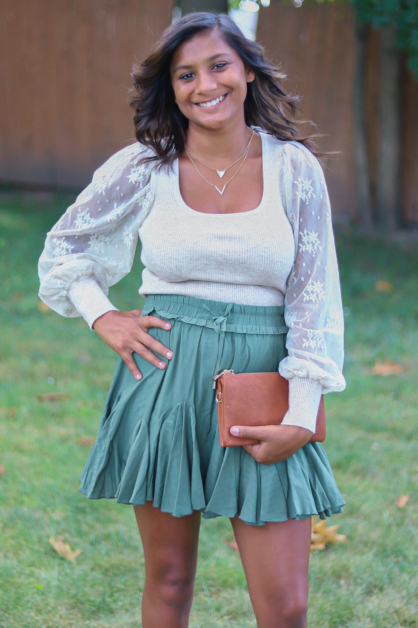 Lace Sleeve Sweater