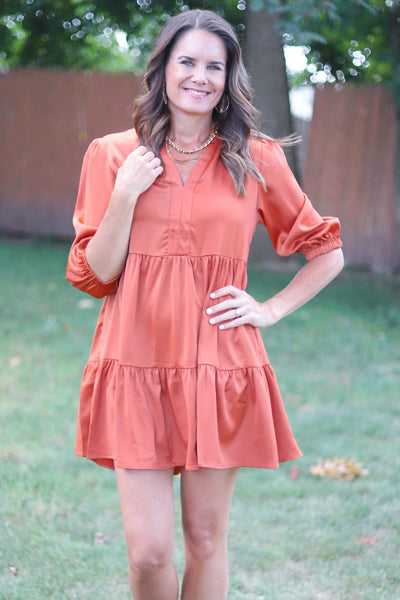 Copper Sheen Swing Dress