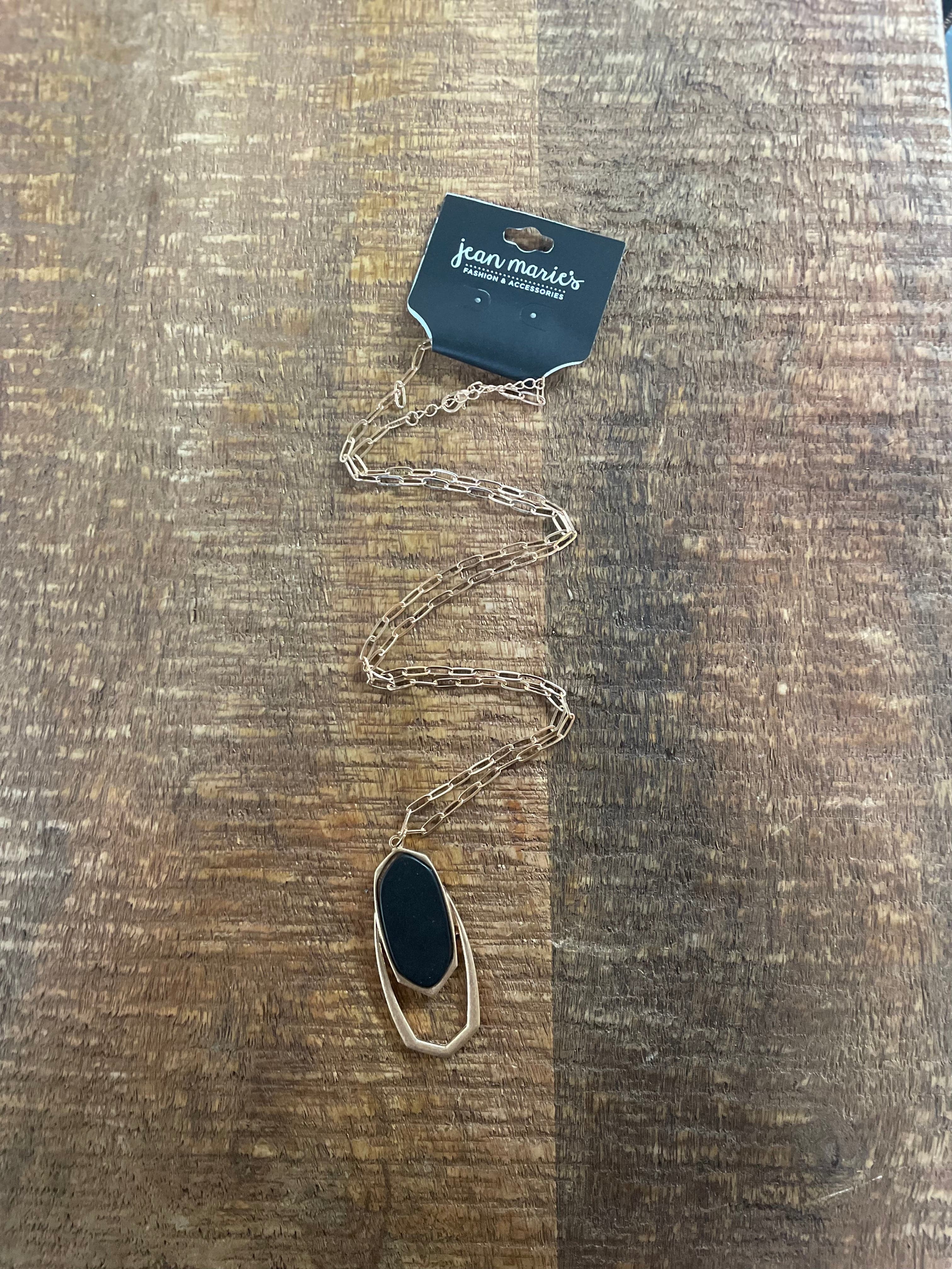 Black Stone Pendant Necklace