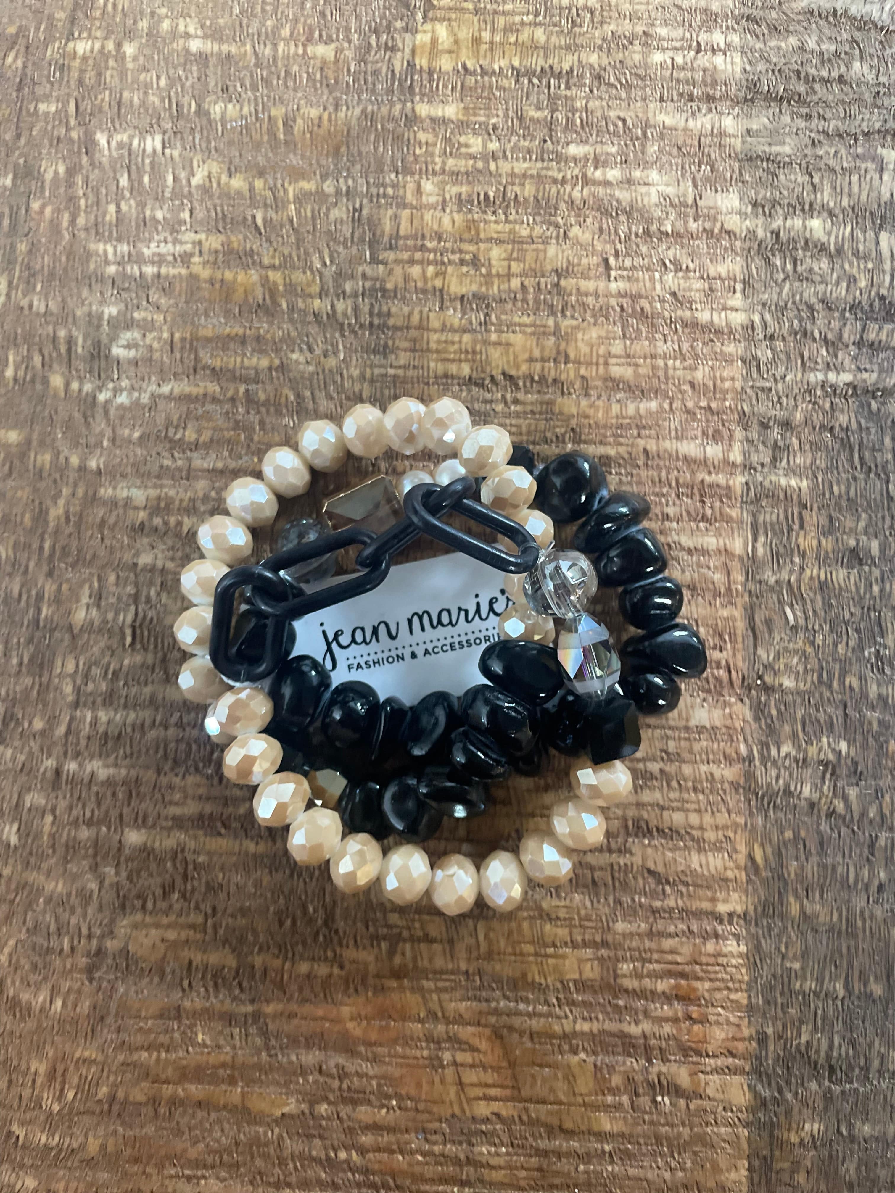 Black & Cream Geo Bracelet Set