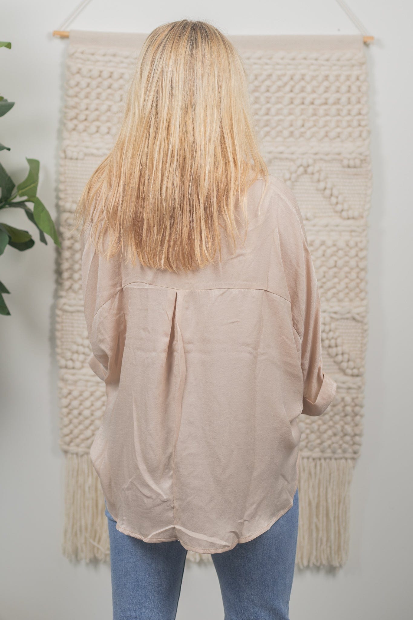 Champagne Shimmer Button Top