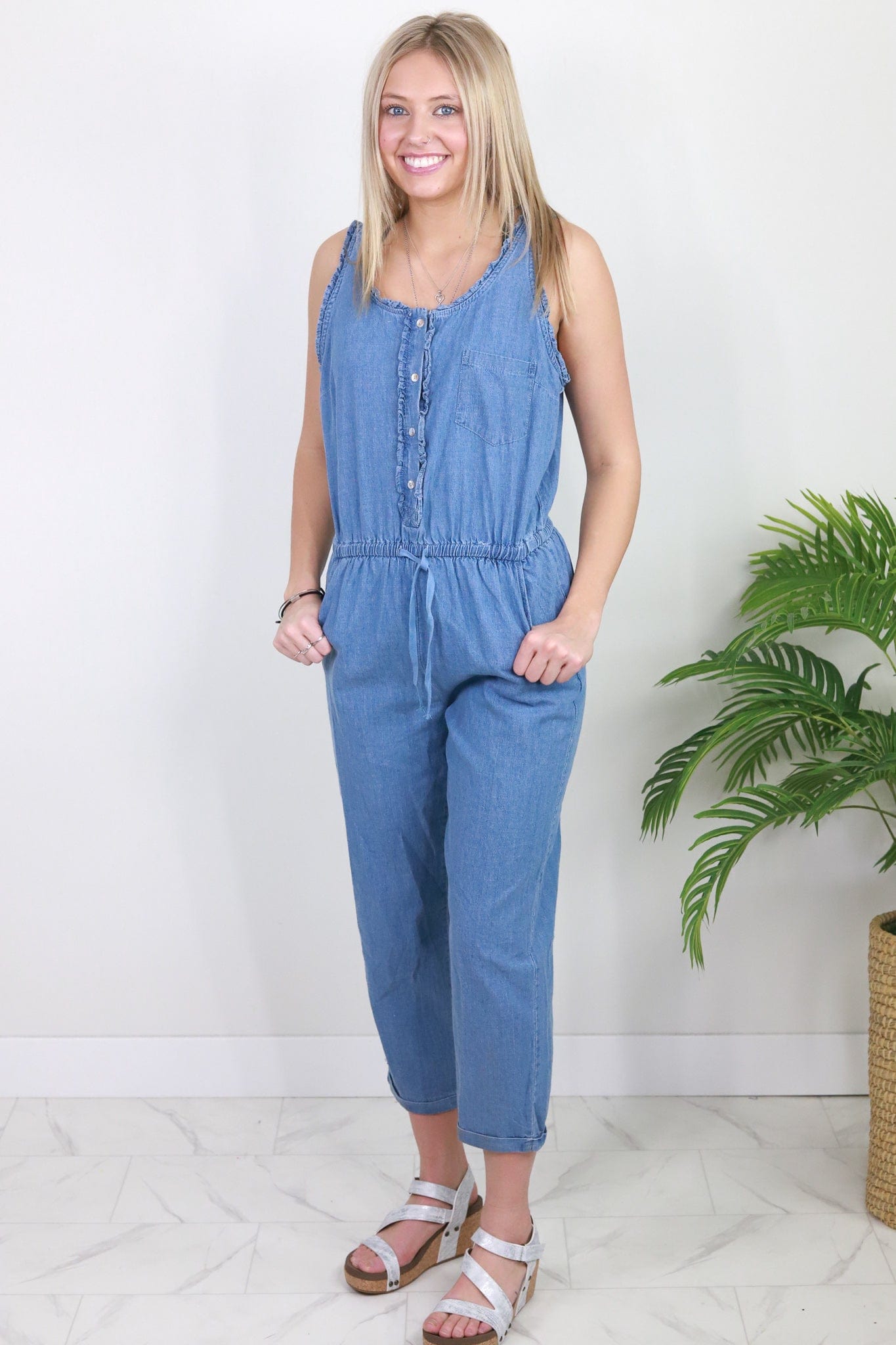 Washed Chambray Jumpsuit