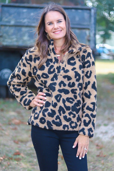 Brady Leopard Sherpa Pullover