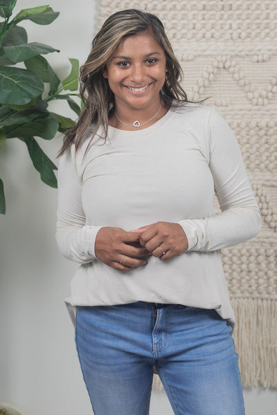 Everyday Sand Beige Long Sleeve Top