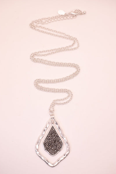silver crystal pendant necklace