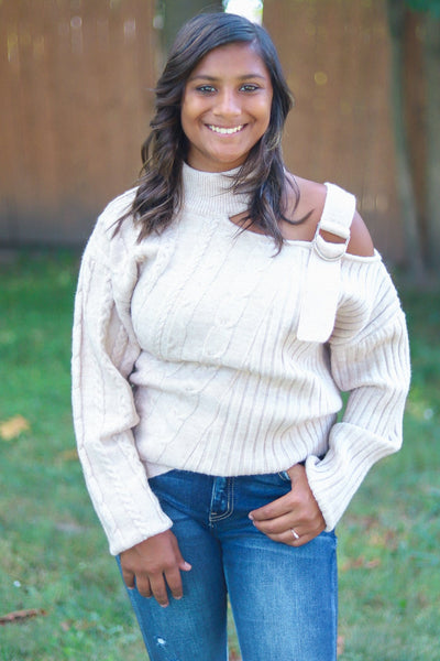 Buckle Shoulder Sweater