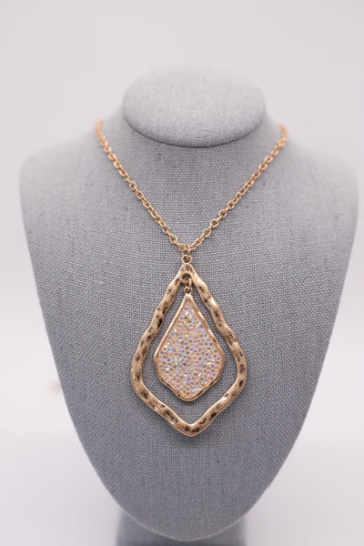 Gold Moroccan Glitter Pendant Necklace