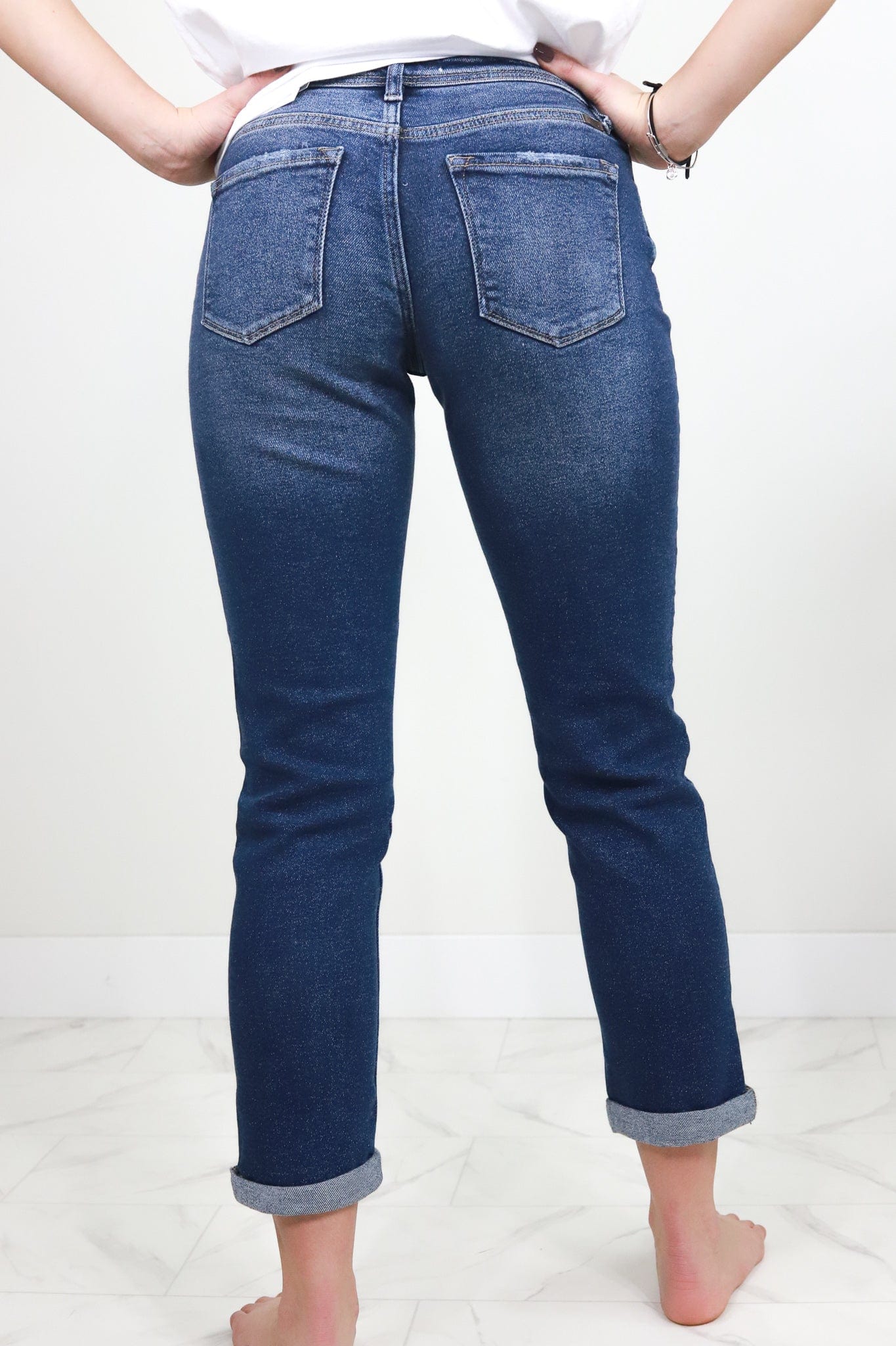 Dark Wash Mid Rise Boyfriend Jean
