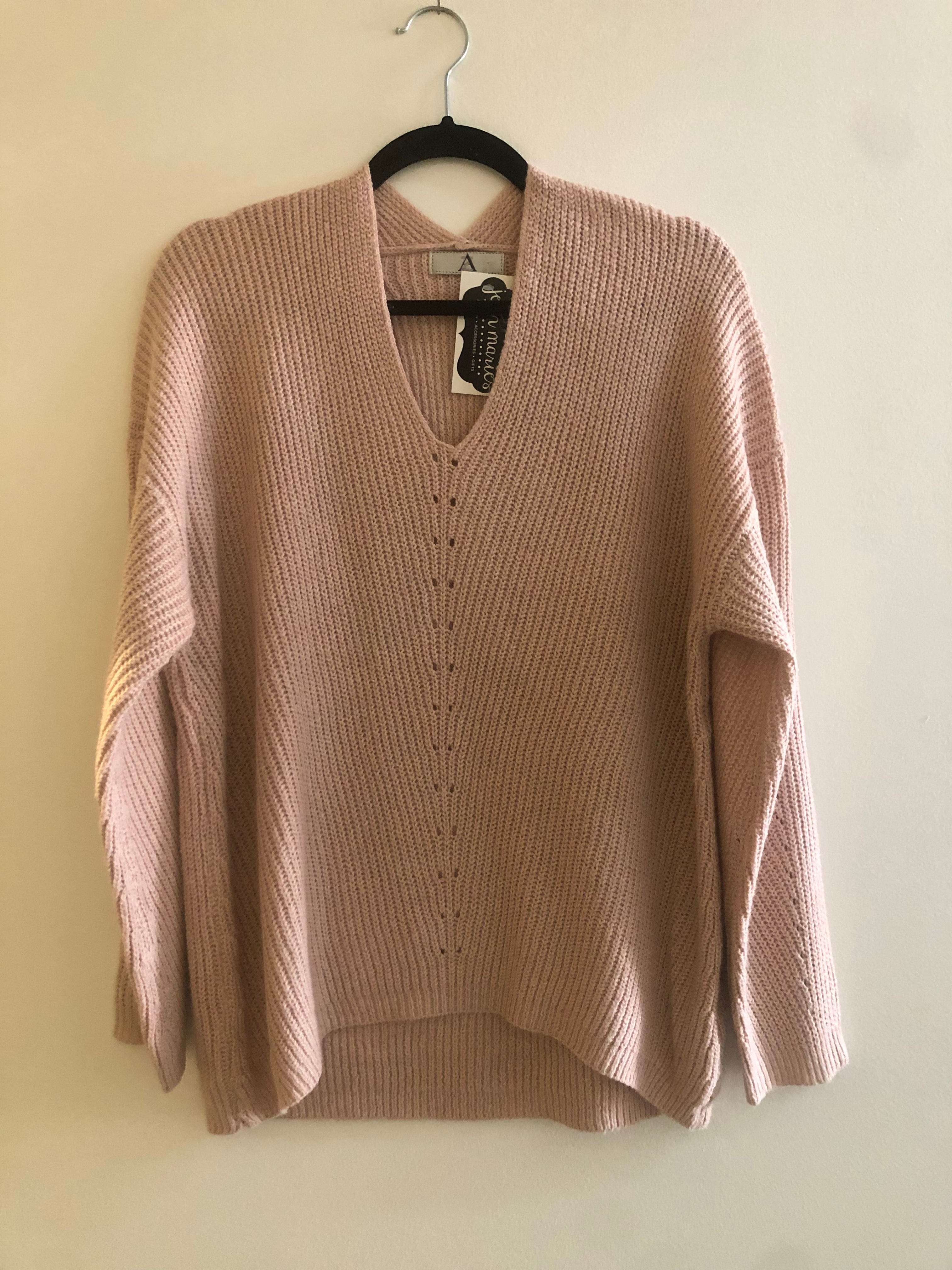 Pink Soft Ribbed Slouch Sweater OS