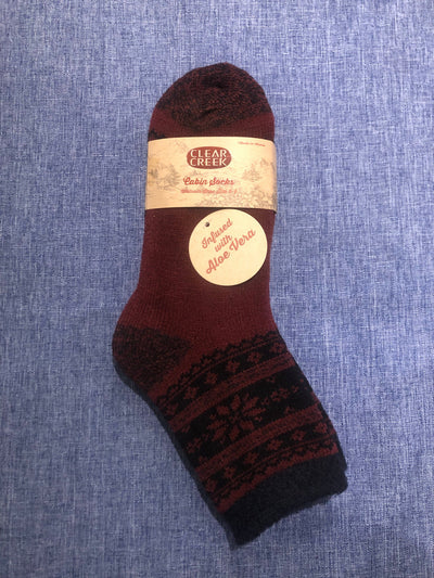 Poinsettia Cuff Cabin Socks W/ Aloe
