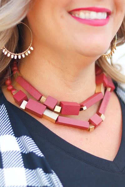 Wood Geo Layer Necklace