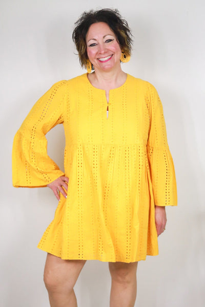Mustard Raylee Eyelet Dress