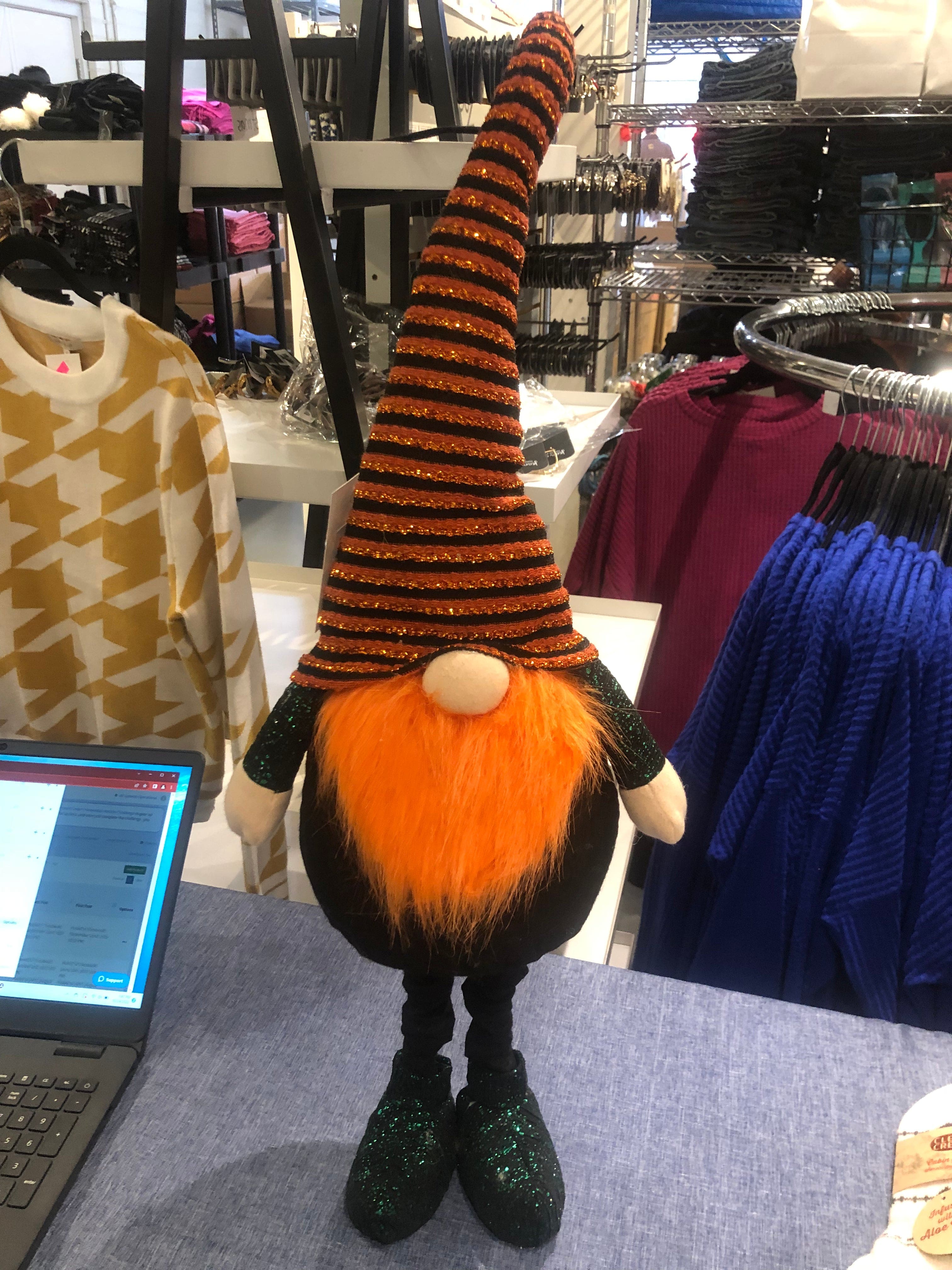 Orange Halloween Standing Gnome