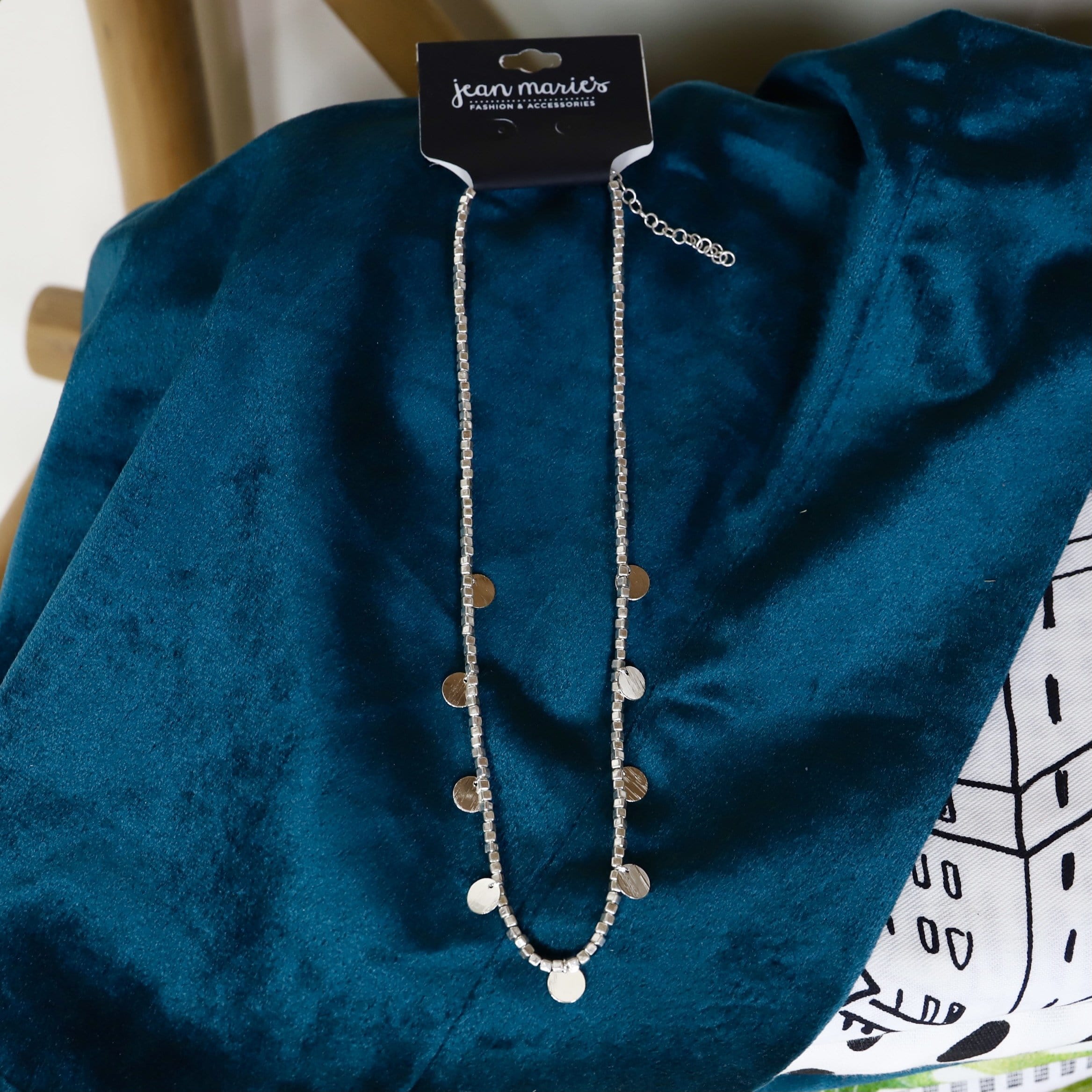 Silver Worn Discs Dangle Necklace