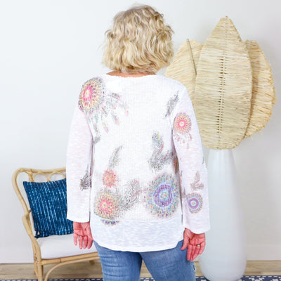 White Layered Lace & Medallion Blouse