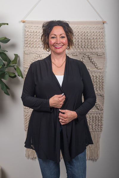 black cardigan