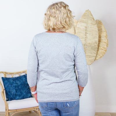 Grey Lemon Palm Reverse Sweater